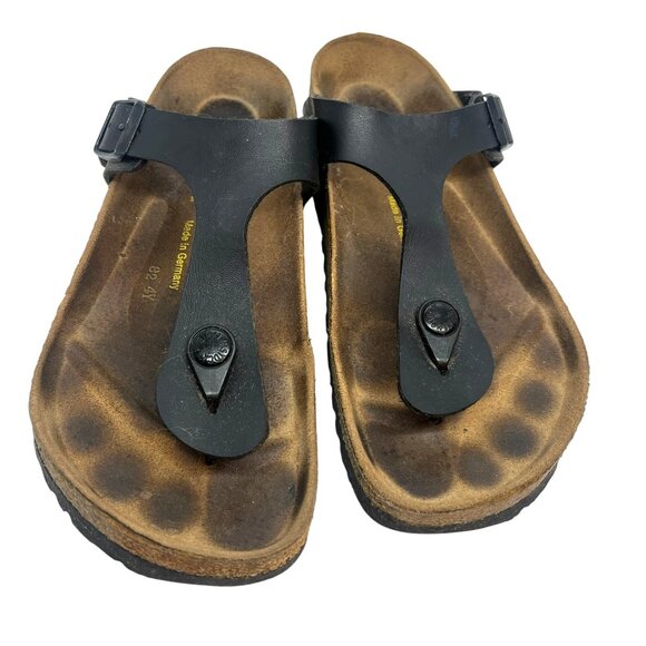 2 PAIR BIRKENSTOCK GIZEH SANDALS SZ 37 BLACK & TAUPE LEATHER SUEDE MADE GERMANY - Picture 13 of 16